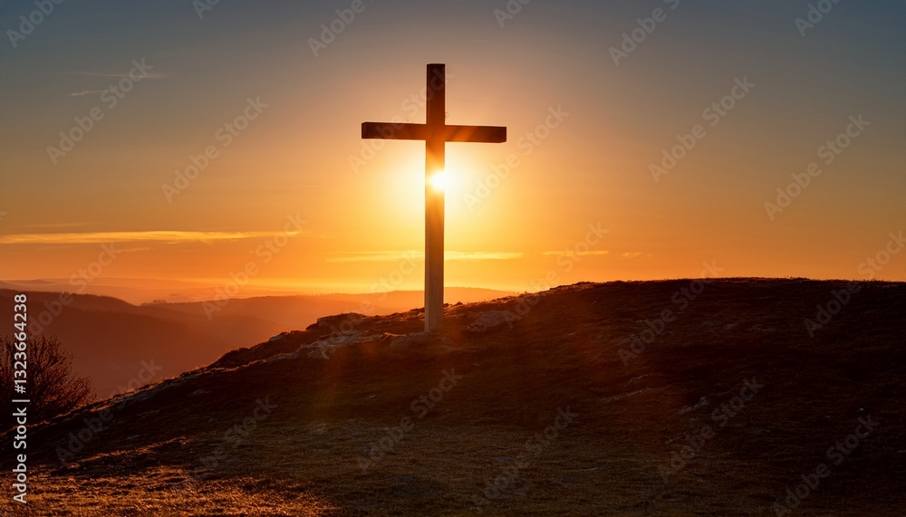 A cross on a hill, illuminated by the rising sun, symbolizing the Resurrection. The serene scene evokes hope, renewal, and the powerful message of faith and new beginnings.
A cross on a hill, illuminated by the rising sun, symbolizing the Resurrection. The serene scene evokes hope, renewal, and the powerful message of faith and new beginnings.