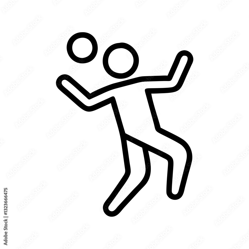 A simple schematic illustration of a person playing volleyball with a ball A simple schematic illustration of a person playing volleyball with a ball