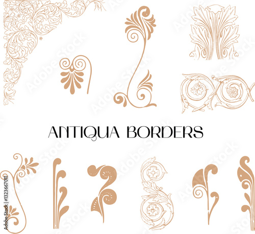 Antiqua vector borders in retro vintage style perfect for decoration invitations, greeting cards