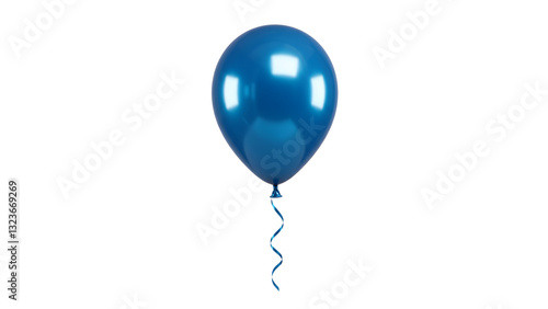 blue balloons with ribbons isolated on a transparent background Generative Ai.
