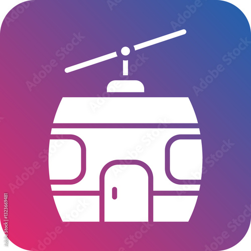 Cable Car Cabin Icon Style