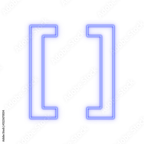 Neon blue outline [ ] square brackets on transparent background