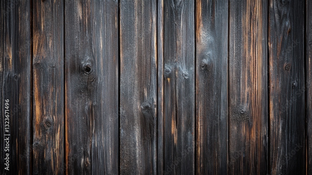 Naklejka premium Dark brown wood planks. Generative AI