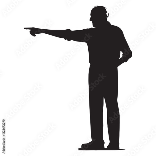 Advising Pointing Oldman silhouette, passing down wisdom - Oldman illustration - Minimalist Pointing Oldman vector - Mentor figure
