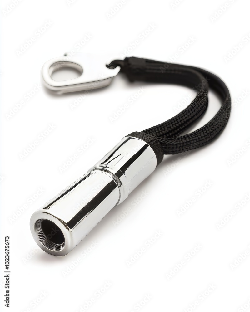 Sleek Chrome Keychain Laser Pointer with Black Cord Sleek Chrome Keychain Laser Pointer with Black Cord