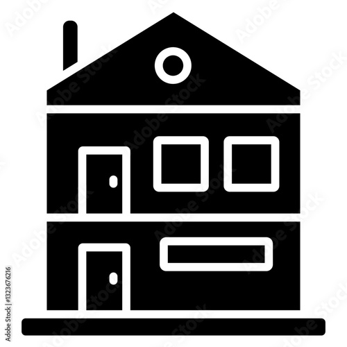 Bungalow Line Icon Style