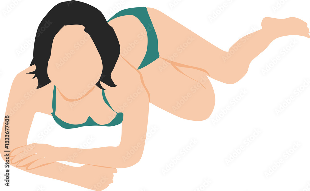 ポーズをとる水着を着た女性のイラスト