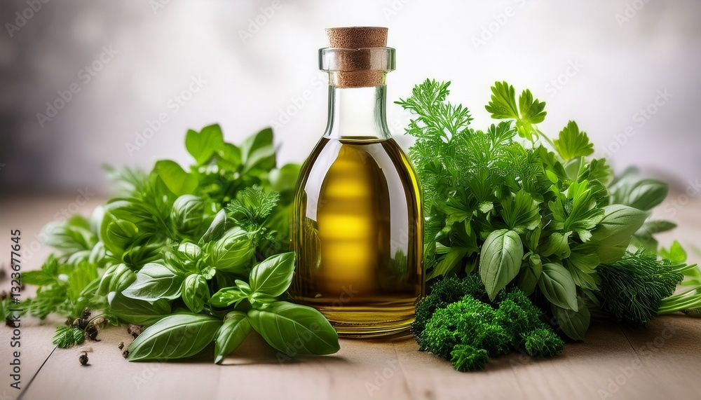 A glass bottle of oil surrounded by fresh leaves of organic herbs like parsley and basil, highlighting natural and eco-friendly beauty.
A glass bottle of oil surrounded by fresh leaves of organic herbs like parsley and basil, highlighting natural and eco-friendly beauty.