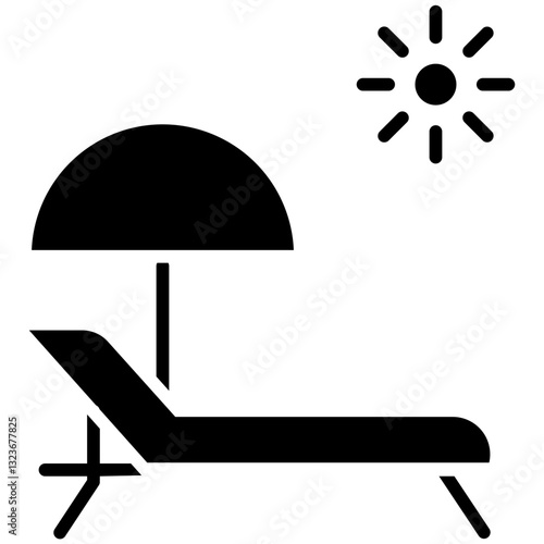 Sun Bed Line Icon Style