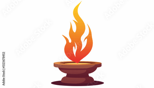 Flame rising from a pottery bowl