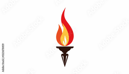 Torch with flames on white background