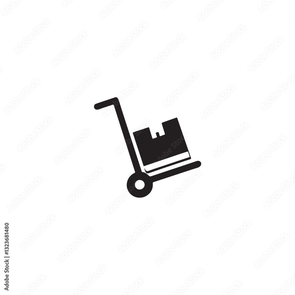 Hand truck icon silhouette vector image Hand truck icon silhouette vector image