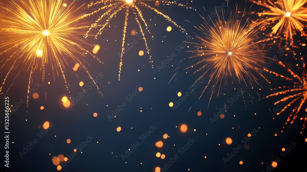 Obraz premium Colorful Fireworks Bursting in the Dark Sky