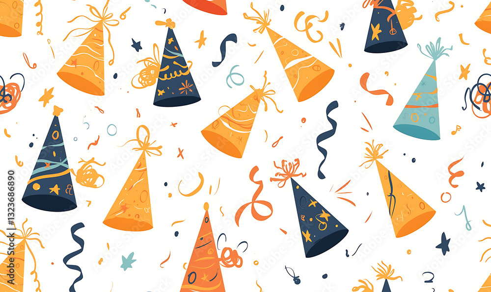 Whimsical and festive cake and sweets candy birthday-themed illustrations and celebratory elements in a playful doodle style. Whimsical and festive cake and sweets candy birthday-themed illustrations and celebratory elements in a playful doodle style.