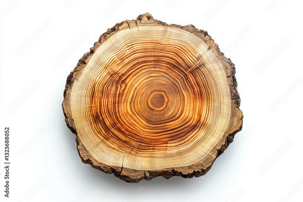Cross-section tree trunk on white background. AI image Cross-section tree trunk on white background. AI image
