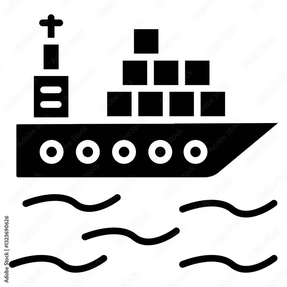Cargo Ship Line Icon Style Cargo Ship Line Icon Style