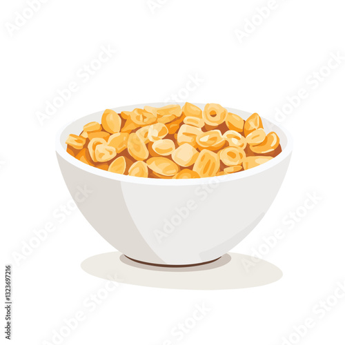 My Simple flat 2D icon cereal in white bowl isolated on transparent  background, vector, flat design, animation design, simple flat 2D icon, clipart
