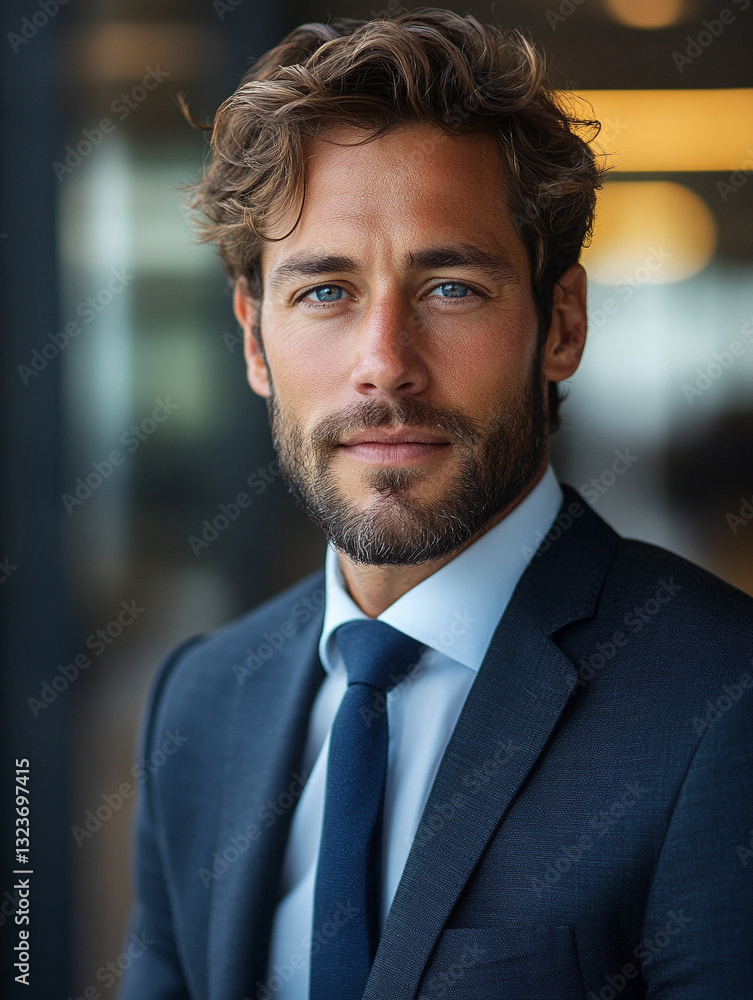 Confident businessman in a modern office setting Confident businessman in a modern office setting