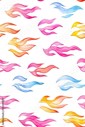 Vertical Color skeleton flame on a white background seamless pattern.