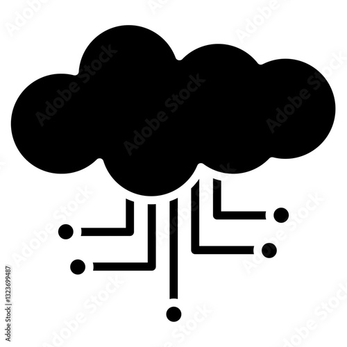 Cloud Computing Line Icon Style
