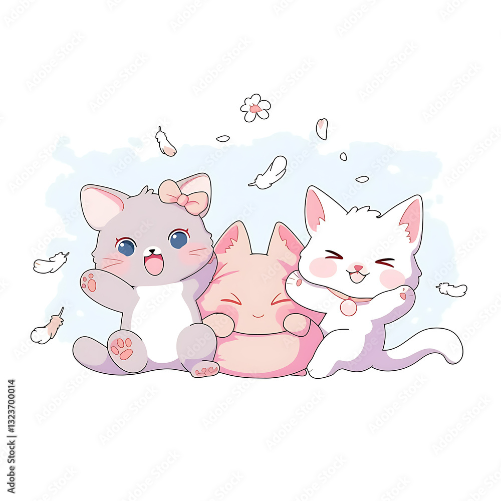 Playful and whimsical cat illustrations in vibrant and minimalist designs Playful and whimsical cat illustrations in vibrant and minimalist designs