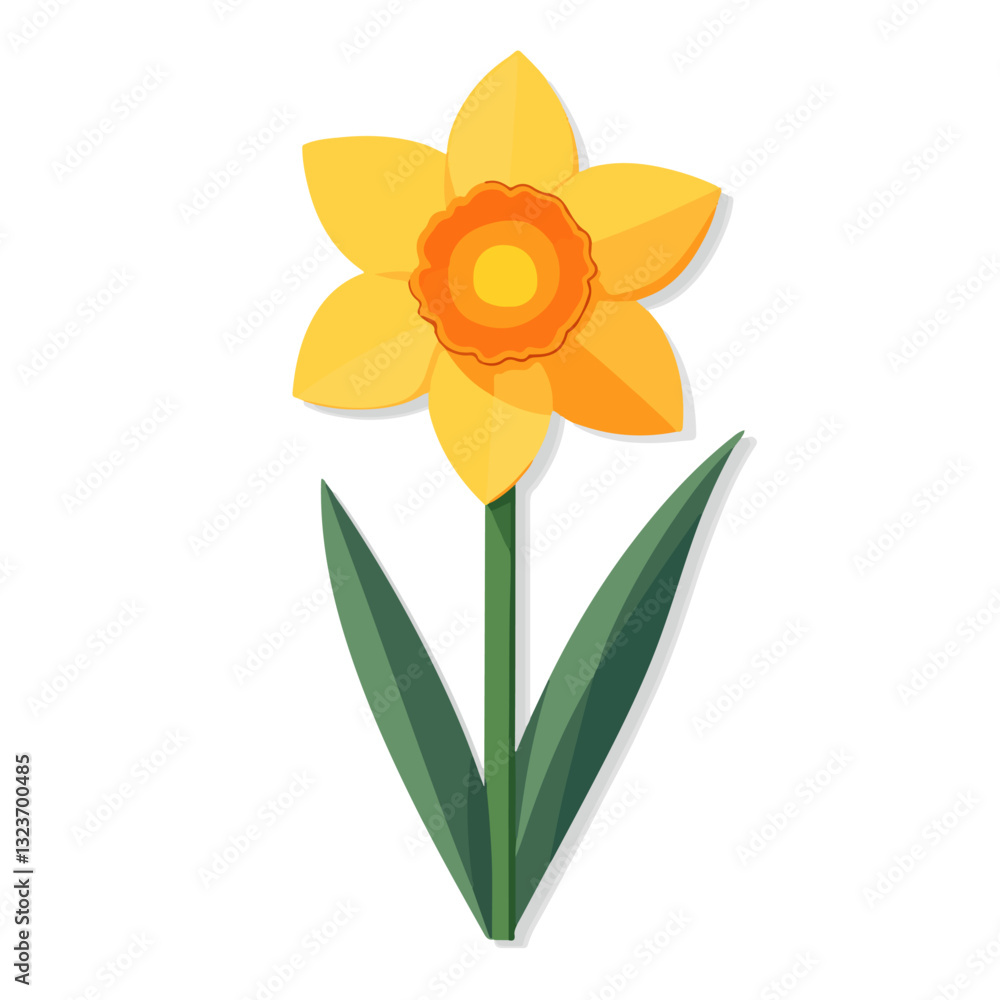 A Simple flat 2D icon yellow daffodil branch with leaves isolated on transparent background, vector, flat design, animation design, simple flat 2D icon, clipart A Simple flat 2D icon yellow daffodil branch with leaves isolated on transparent background, vector, flat design, animation design, simple flat 2D icon, clipart