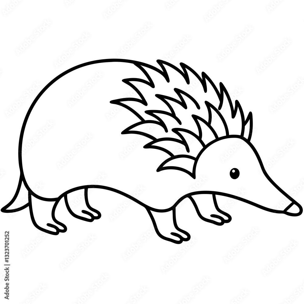 Obraz premium Echidna Outline in Minimal Vector Design