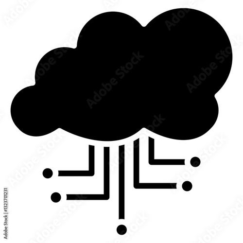 Cloud Computing Line Icon Style