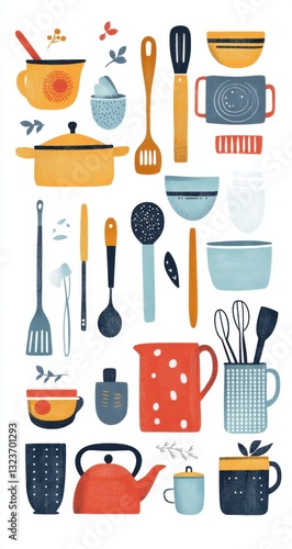 Colorful Kitchen Utensils Illustration