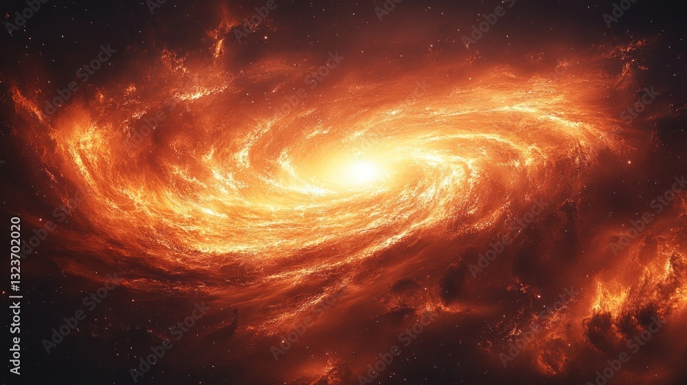 Obraz premium Fiery spiral galaxy in deep space