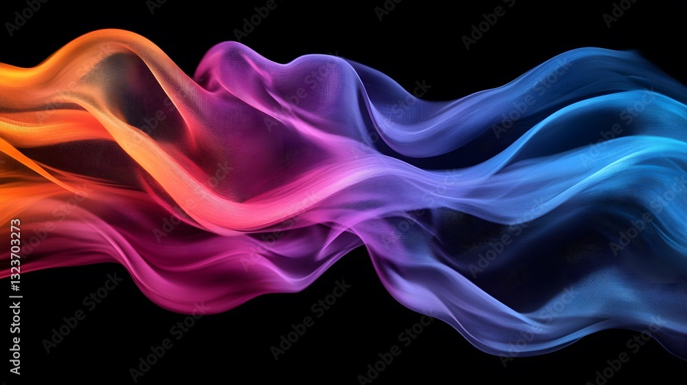 Abstract flowing colorful smoke swirls against a dark background Abstract flowing colorful smoke swirls against a dark background