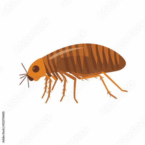 A Simple flat 2D illustration flea isolated on transparent background, vector, flat design, animation design, simple flat 2D icon, clipart