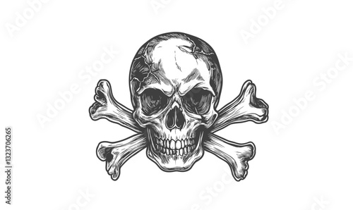 Skull and crossbones linear vector icon set in a flat style.