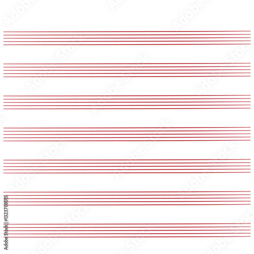 Graph paper. Printable grid paper with stave on a white background. A blank music sheet paper with staff. Geometric pattern for composition, education, school. Realistic lined paper blank size A4.