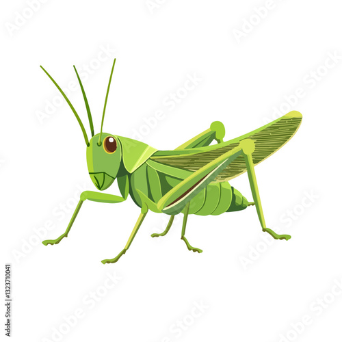 Картината върху платно Very Simple flat 2D illustration grasshopper isolated on transparent background,