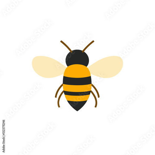 My Simple flat 2D illustration honey bee isolated on transparent background, vector, flat design, animation design, simple flat 2D icon, clipart