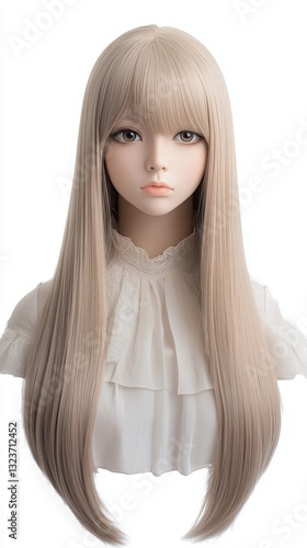 Elegant Blonde Wig: Long, Stylish, and Perfect for Cosplay and Fashion. Synthetic Hair with Natural Look, Ideal for Women Seeking a Glamorous Hairstyle.