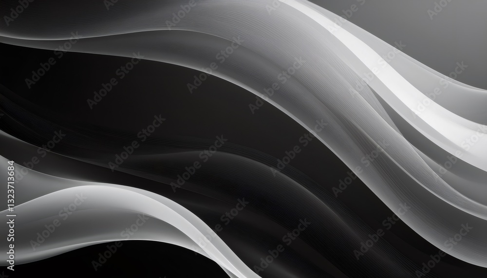 Fototapeta premium Flowing monochrome waves forming dynamic abstract pattern