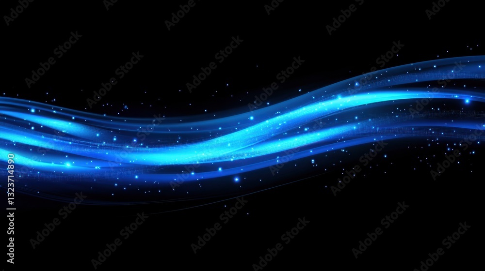 Obraz premium Abstract Blue Light Waves - Dynamic Graphic Design
