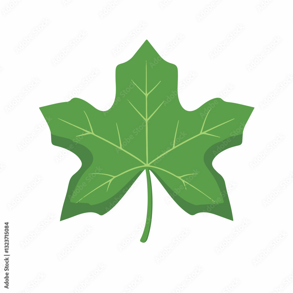 Fototapeta premium Simple flat 2D illustration green ivy leaf isolated on transparent background, vector, flat design, animation design, simple flat 2D icon, clipart