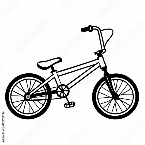 Minimalist BMX Bicycle  Illustration Black and White Line Art