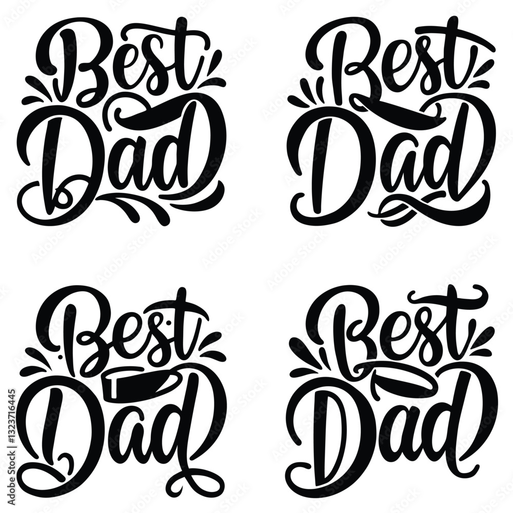 Obraz premium Best dad vector set