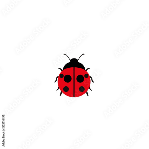 Simple flat 2D illustration black red ladybug isolated on transparent background, vector, flat design, animation design, simple flat 2D icon, clipart