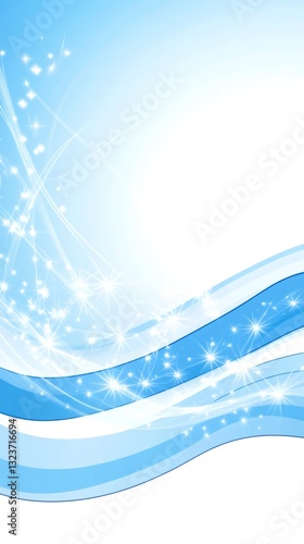 Glowing azure waves interweaving luminous starry elements, representing digital landscape with dynamic lighting and cosmic energy