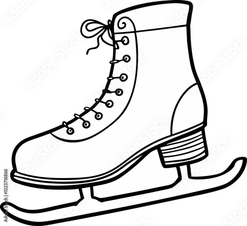 Black and White Ice Skate Drawing Classic Winter Sports  Illustration