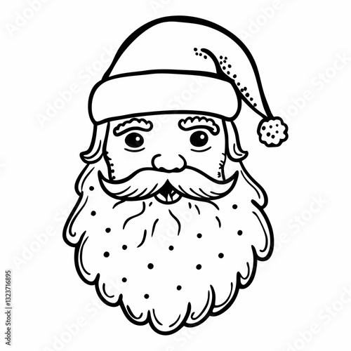 Vintage Black and White Santa Claus Illustration Holiday Cheer