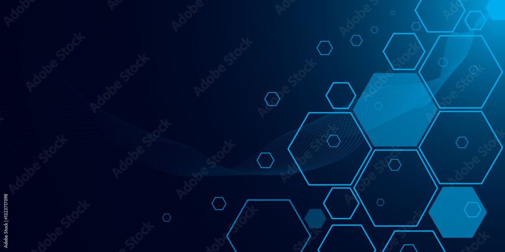 Fototapeta premium Abstract Blue Hexagonal Technology Background for Digital Designs. Futuristic Geometric Blue Hexagon Pattern for Modern Concepts. Technology. Vector. 
