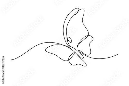 Elegant SingleLine Butterfly Drawing, Nature, Art, Minimalist, Design