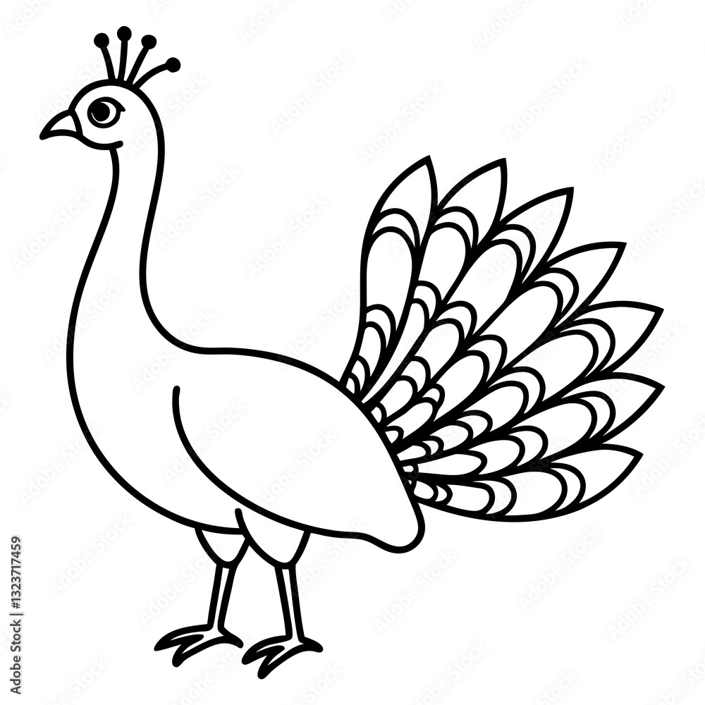 Naklejka premium Minimalist Peacock Line Art Vector