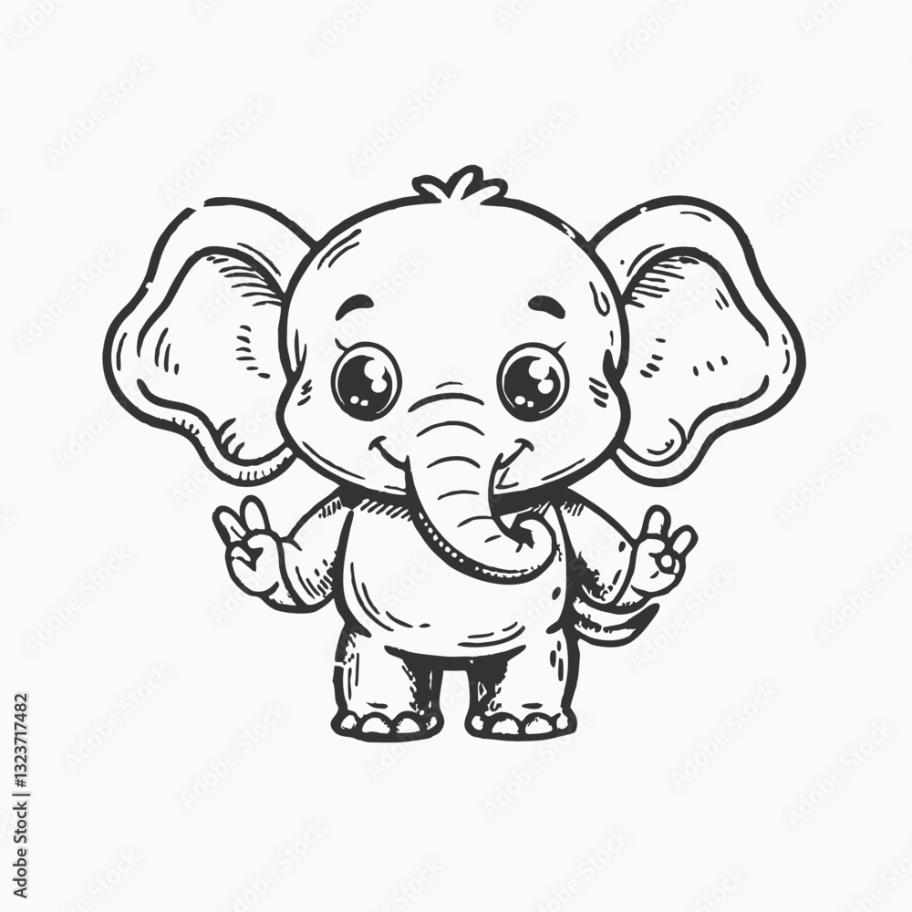 Fototapeta premium Cute elephant with cool style. minimalist head logo, Icon, element. Vector illustration
